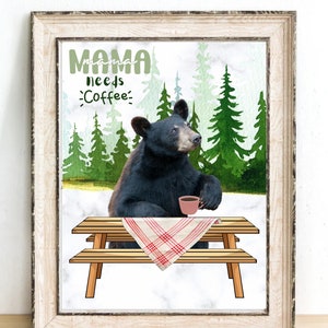 Black Bear art print, cabin decor, bear poster, bear print, bear artwork, bear lover gift