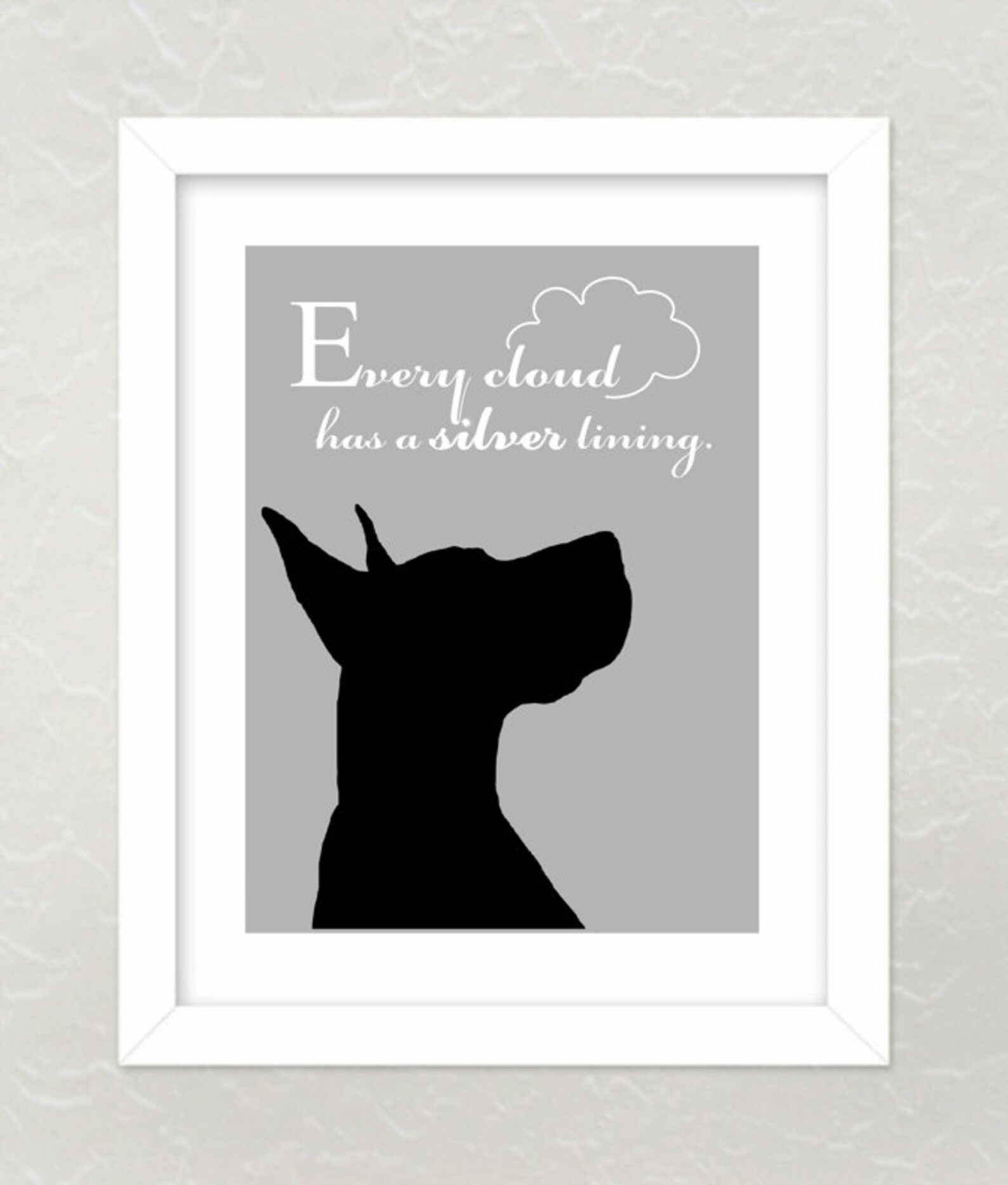 Great Dane Art Print Modern Wall Decor Great Dane Silhouette Etsy