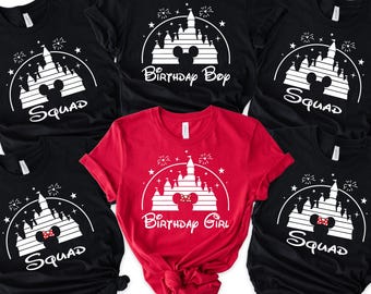 Custom Family Disney Birthday Squad Shirts Mickey Minnie Magic Kingdom Vacation Tees Disney Trip Shirt
