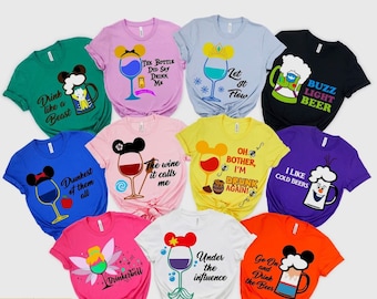 Disney Princess Drinking Shirt Matching Epcot Food and Wine Festival Family Vacation Tee
