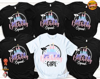 Disney Birthday Girl Shirt Personalized , Birthday squad Custom Tshirt, Gift for Birthday Girl, Disney Birthday Party Gift Tee, Disneyland