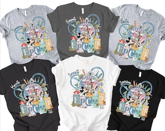 Personalized EPCOT Family Shirt with Names, Disney Characters Group Tee, Matching Disney Vacation