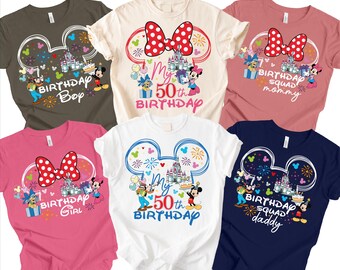 Disney Birthday Shirt, Personalized Birthday Girl Boy Mommy Daddy Squad Tee, Mickey Minnie Castle Birthday Outfit