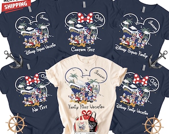 Maglietta per famiglie Disney Cruise, maglietta per le vacanze in barca di Topolino e Minnie, nome personalizzato per la crociera