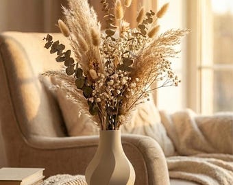 Designer vase for dried flowers, 3D printed, modern decorative vase, minimalist home accessory, Japanese/Scandinavian interior, gift idea