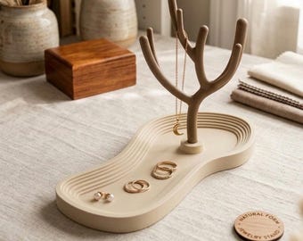 Minimalist jewelry stand | Modern jewelry holder | Necklace stand | Ring holder | Japandi decorative organizer | Gift for women