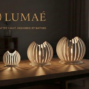 Designerski świecznik LED LUMAÉ | Minimalistyczna lampa stołowa drukowana w 3D | Pomysł na prezent do domu | Urodzinowa parapetówka zdjęcie 3