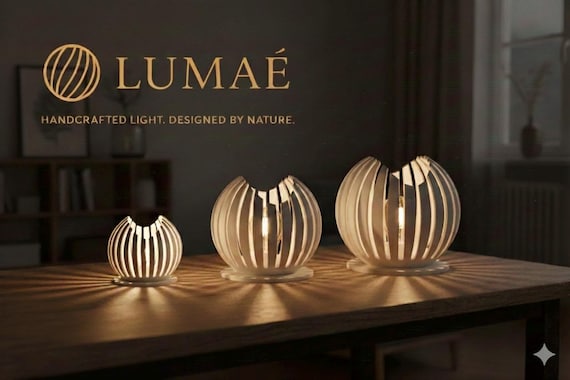 LUMAÉ 3D-gedruckte Designer Lampe aus PLA – LED Stimmungslicht in 3 Größen (Mini, E14, E27) – Handgemachte Deko-Leuchte