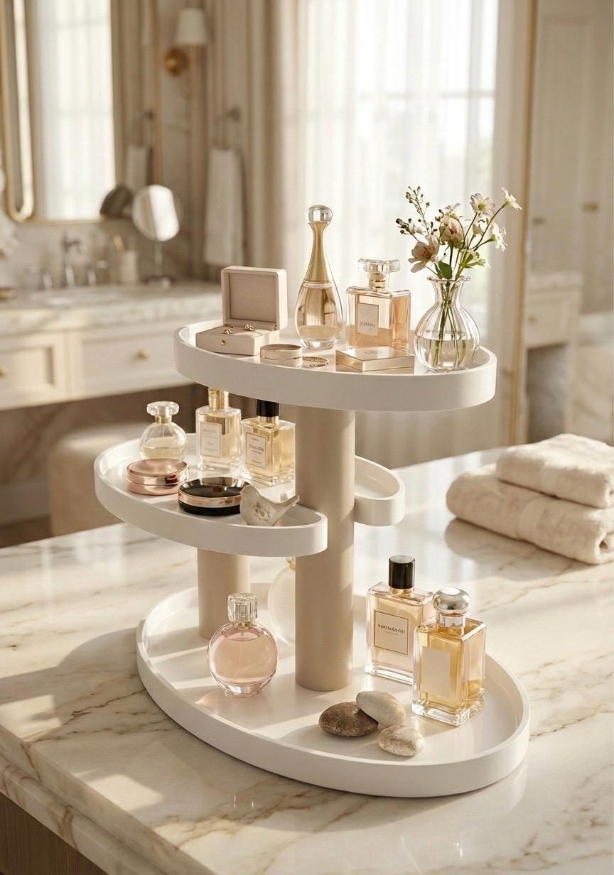 Vanity table makeup storage organiser