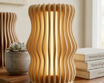 "SPLIT" table lamp, 3D printed | RGB LED lamp with remote control & dimming function | Modern bedside lamp | Organic design | USB