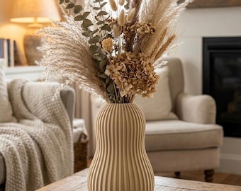 Designer vase for dried flowers, 3D printed, modern decorative vase, minimalist home accessory, Japandi Scandi interior