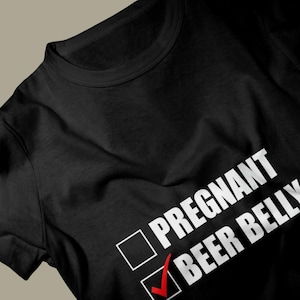 Beer Belly Checked Shirt, Funny Not Pregnant Tee, Drinking Joke T-Shirt, Sarcastic Meme Gift for Him, Unisex Humor Tee