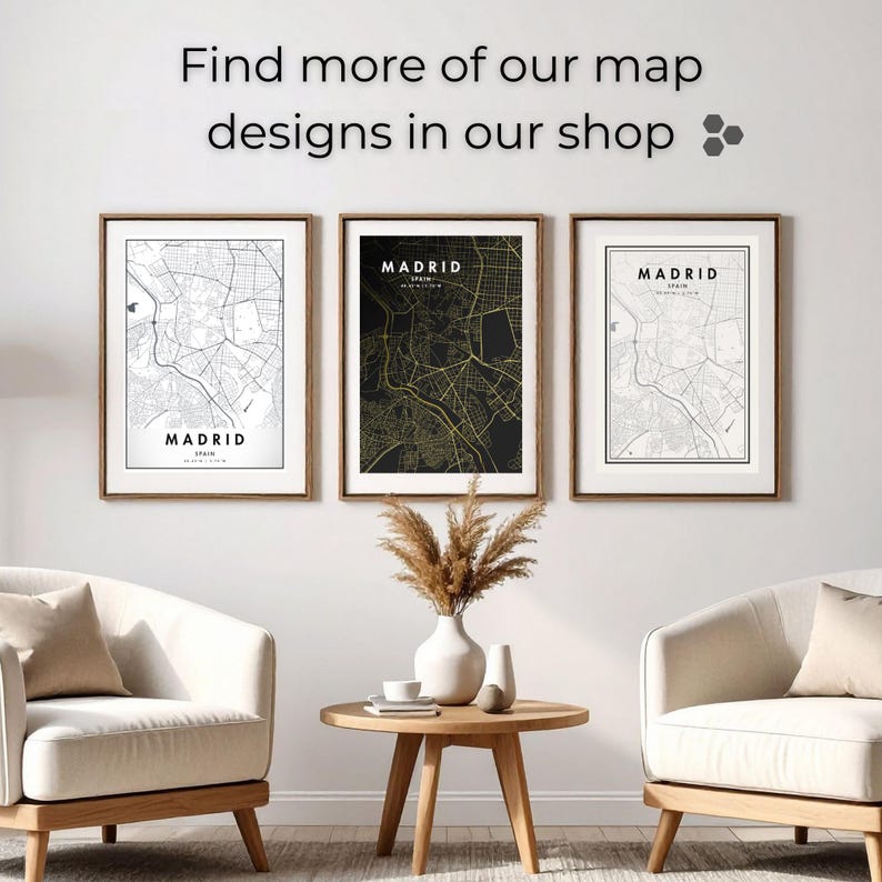 City Map Frame Madrid City Map Framed Atlas Design, Printable Wall Art, Travel Gift ...