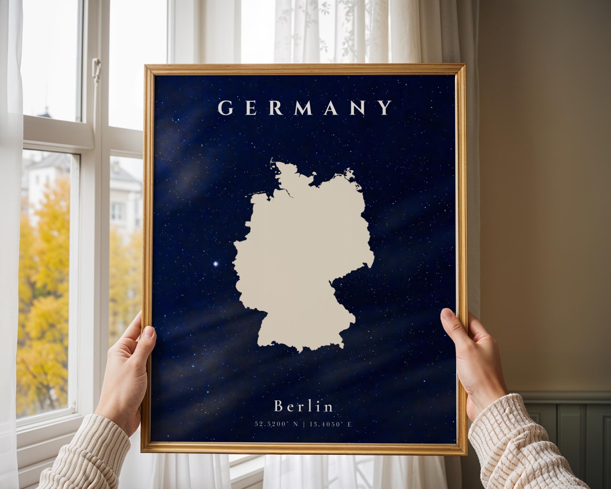 Germany Map Print Germany Map PRINT, Europe Map, Travel Lover Map Poster, Black and Beige ...