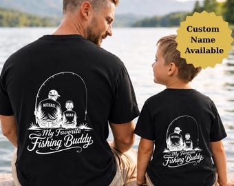 Camiseta personalizada para compañeros de pesca, camiseta de pesca para padre e hijo, regalo de pesca personalizado para papá, camiseta "Mi compañero de pesca favorito", camiseta a juego para padre e hijo.