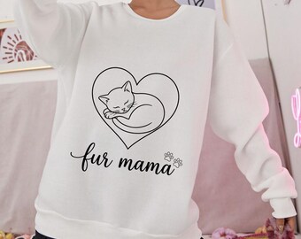 Sudadera minimalista para amantes de los gatos, camiseta elegante para mamás de gatos, sudadera moderna para amantes de los gatos, regalo adorable para dueños de mascotas, camiseta minimalista de gatos para mujer