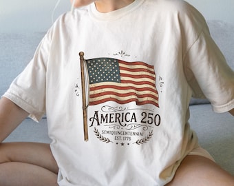 Camiseta America 250, Camiseta del 250 aniversario de EE. UU., Camiseta patriótica con la bandera estadounidense, Camiseta del Día de la Independencia 2026, Camiseta vintage de EE. UU. del 4 de julio