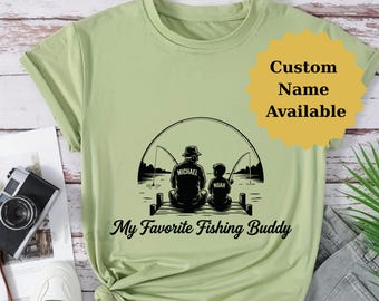 Camiseta de pesca para abuelo, regalo personalizado para abuelo pescador, camiseta "Mi compañero de pesca favorito", camiseta para abuelo y nieto pescadores, regalo para el Día del Padre