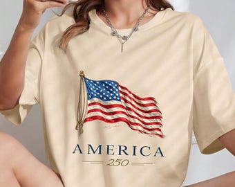 Camiseta America 250, Camiseta del 250 aniversario de EE. UU., Camiseta patriótica con la bandera estadounidense, Camiseta del Día de la Independencia 2026, Camiseta vintage de EE. UU. del 4 de julio