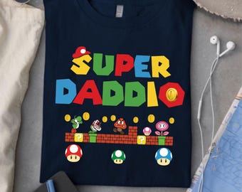 Camiseta Super Papá, Camiseta para Papá Jugador, Camiseta Retro para Papá Jugador, Regalo para Padre Jugador, Regalo del Día del Padre para Papá Jugador, Camiseta de Juego Personalizada