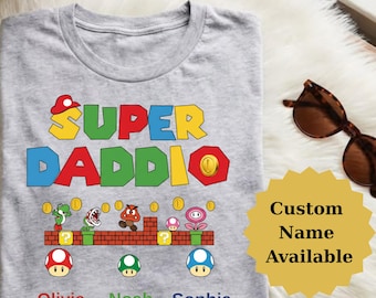 Camiseta Super Papá, Camiseta personalizada para papá gamer, Camiseta retro para papá gamer, Regalo para papá gamer, Regalo del Día del Padre para papá gamer