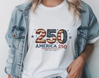 Camiseta America 250, Camiseta del 250 aniversario de EE. UU., Camiseta patriótica con la bandera estadounidense, Camiseta del Día de la Independencia 2026, Camiseta vintage de EE. UU. del 4 de julio