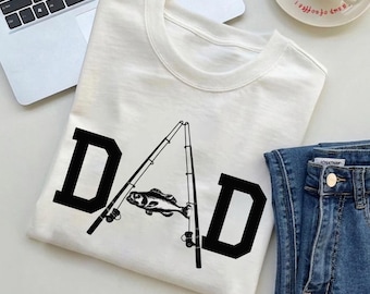 Camiseta de papá pescador, diseño de caña de pescar para papá, regalo para papá pescador, camiseta de pesca para el Día del Padre, camiseta de papá pescador de lubina, camiseta de papá pescador