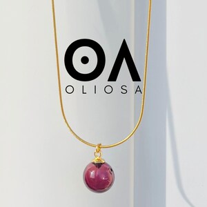 Essential Oil Necklace • POURPRE • Verre Soufflé • Pendentif Diffuseur Aromathérapie • Bijou Bien-Être • Chaîne acier Inox argentée ou dorée