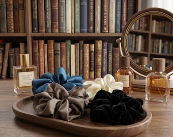 Coleteros de lujo de satén de seda para mujer - Gomas para el cabello extragrandes hechas a mano, alta elasticidad, accesorios para el cabello, antiencrespamiento, cuidado suave del cabello, regalo de seda