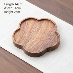 Walnuss-Teetablett, Blatt-Untersetzer, Massivholz Wabi Sabi Blütenblatt Servierbrett, Dry Pour Gongfu Tassenhalter, Minimalistisches Dekor Geschenk