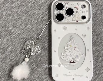 White Christmas Tree iPhone Case, iPhone 17 Pro Max Case, iPhone 17 MagSafe Griptok Case, iPhone 17 Pro Case, iPhone 13 14 15 16 Case