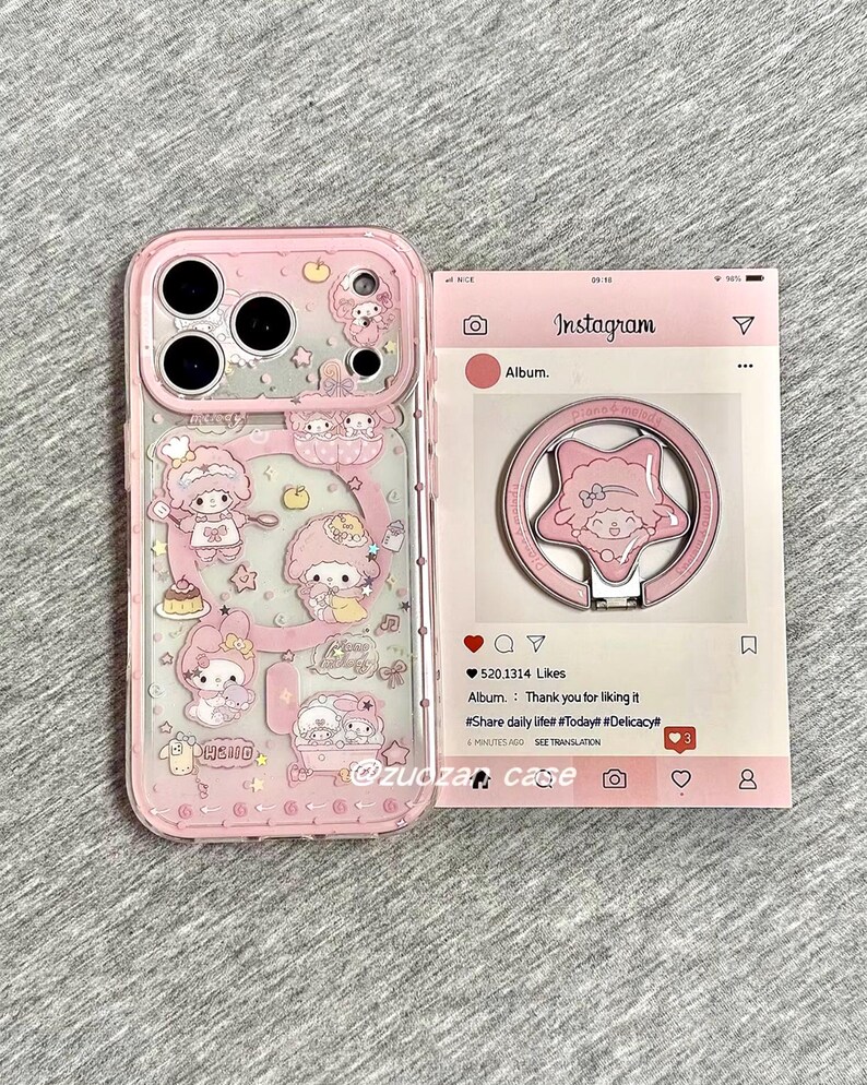 Funda con corderito rosa para iPhone 17, iPhone 17 Pro Max, iPhone 17 MagSafe Griptok, iPhone 13, 14, 15 y 16 imagen 1