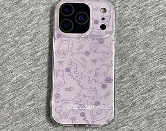 Cute Purple Cat iPhone Case, iPhone 17 Pro Max Case, iPhone 17 Case, iPhone 17 Pro Case, iPhone 13 14 15 16 Case
