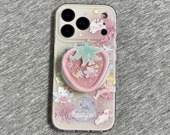 Rosa katt MagSafe iPhone 17 Pro Max telefonskal, silikon med dubbla lager och fallskydd, iPhone 17 Pro-skal, iPhone 16 15 14 13 skal