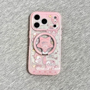 Funda con corderito rosa para iPhone 17, iPhone 17 Pro Max, iPhone 17 MagSafe Griptok, iPhone 13, 14, 15 y 16 Case + Holder