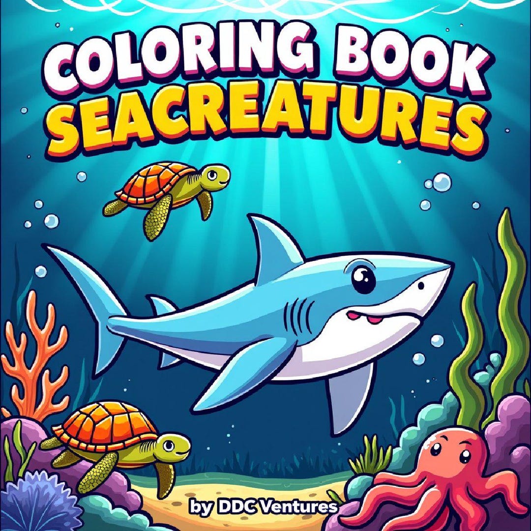 Sea Creatures Coloring Book for Kids - Etsy