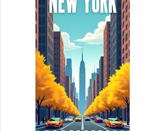 New York City Street Print – Modern NYC Travel Poster