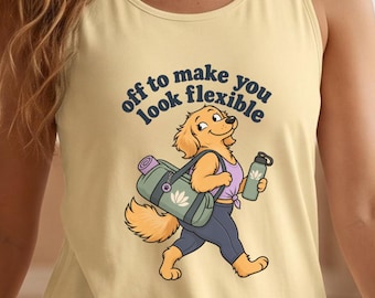 Camiseta sin mangas Comfort Colors, camiseta divertida de yoga con perro, lista para que te veas flexible, camiseta con estampado de Golden Retriever, regalo de humor para yoguis.