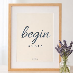 Stampa artistica da parete "Ricominciare", citazione minimalista, decorazione neutra per la casa, poster con tipografia motivazionale