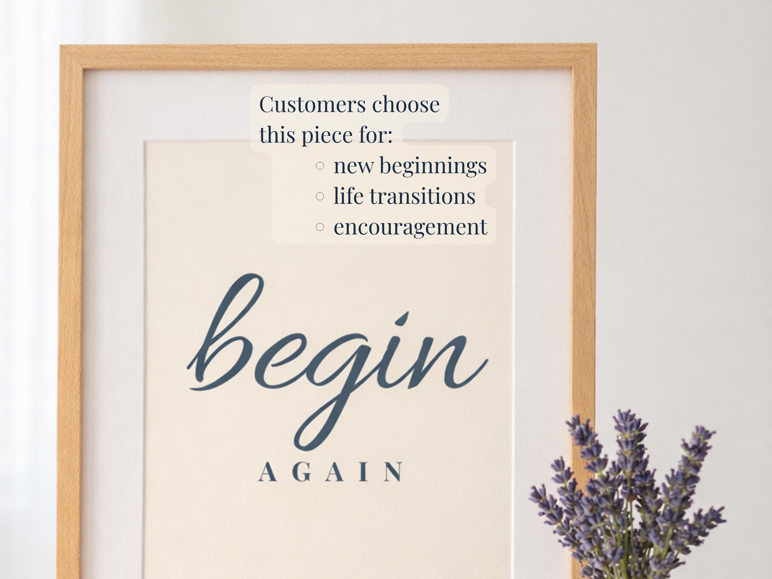Begin Again Wall Art Printable, Minimalist Quote Print, Neutral Home ...
