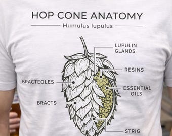 Hop Cone Anatomy T-Shirt | Brewing Science Graphic Tee | Beer Lover Shirt | Homebrew & Craft Beer Apparel