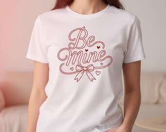 Be Mine Valentine’s Day Shirt SVG PNG – Be Mine Heart Coquette Bow, XOXO Valentine Vibes, Mama Mini Matching Cut File for Cricut