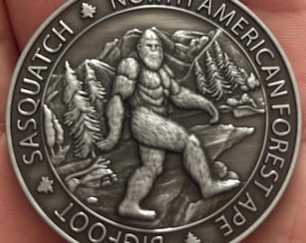 Bigfoot Sasquatch Antique Silver Coin | North American Forest Ape
