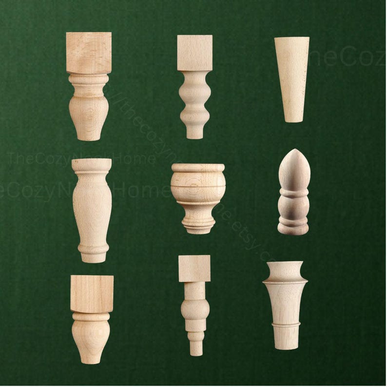 Unfinished wooden sofa legs, Turned Wooden Cabinet Feet for Sofa Table Dresser, Replacement Wood Legs, Ideal for IKEA Hacks & Home Upgrades image 5