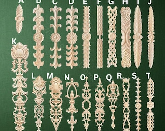 Natural Wood Carving Appliques, Ornate Decorative Trim, Furniture Accents, Organic Style Home Decor,Floral Antique Furniture Onlay