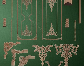 Carved Rose Applique | Rubber Wood Onlay Trim, Furniture Decal, Wall Moulding