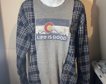 Geüpcycled flanellen mashup-shirt Colorado | Duurzame uniseks kleding