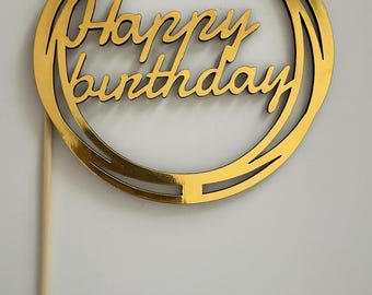 Houten topper goudkleurig Happy Birthday Pools product diverse patronen