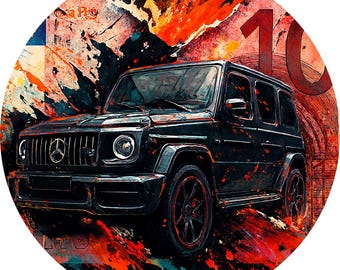 Taarttopper, taartdecoratie, fototaart, verjaardagstaart, voertuigen, auto's, Mercedes-logo, taartprint