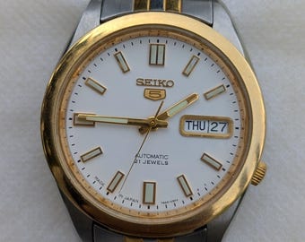 Zegarek męski Vintage Seiko 5 Automatic 7s26-00X0 Tow tone Day/Date Japan